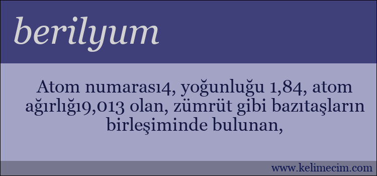 berilyum kelimesinin anlamı ne demek?