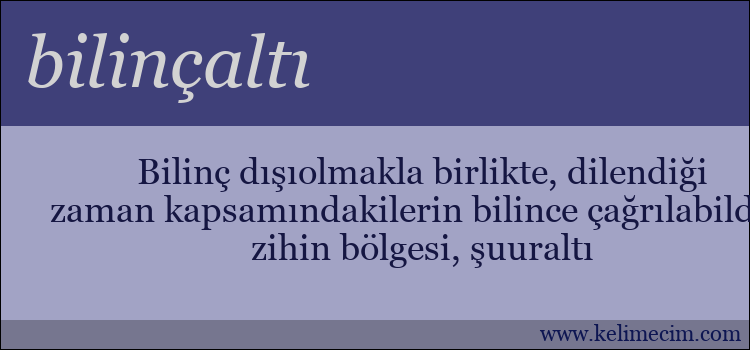 bilinçaltı kelimesinin anlamı ne demek?