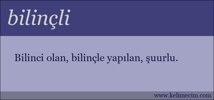 bilinçli kelimesinin anlamı ne demek?
