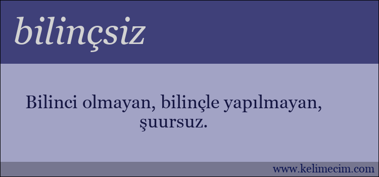 bilinçsiz kelimesinin anlamı ne demek?