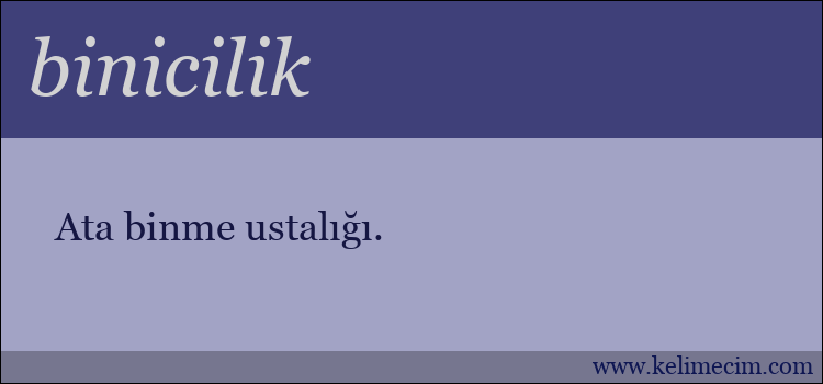 binicilik kelimesinin anlamı ne demek?