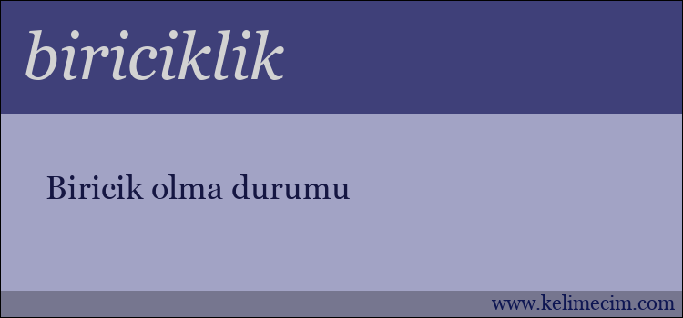 biriciklik kelimesinin anlamı ne demek?