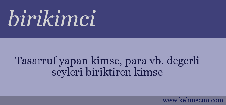 birikimci kelimesinin anlamı ne demek?