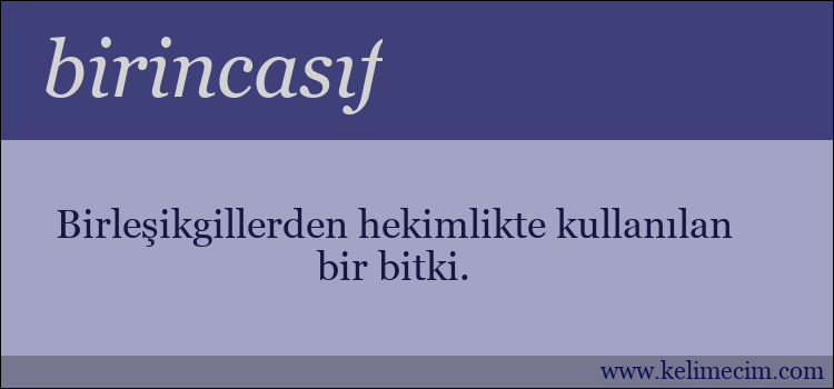 birincasıf kelimesinin anlamı ne demek?