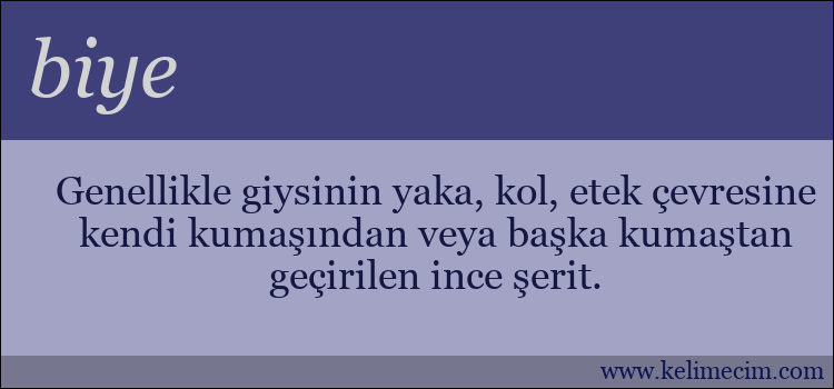 biye kelimesinin anlamı ne demek?