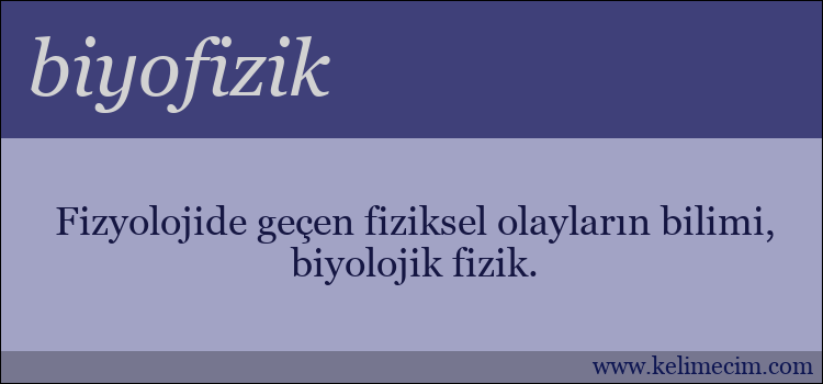 biyofizik kelimesinin anlamı ne demek?