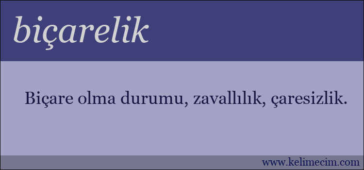 biçarelik kelimesinin anlamı ne demek?