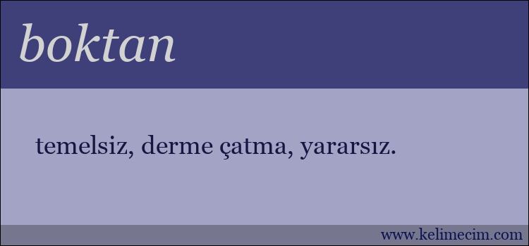 boktan kelimesinin anlamı ne demek?