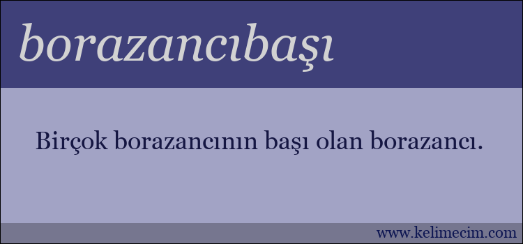 borazancıbaşı kelimesinin anlamı ne demek?