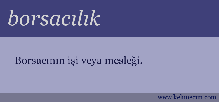 borsacılık kelimesinin anlamı ne demek?