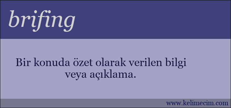 brifing kelimesinin anlamı ne demek?