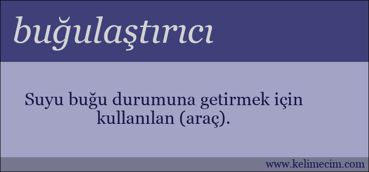 buğulaştırıcı kelimesinin anlamı ne demek?