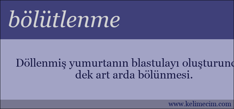 bölütlenme kelimesinin anlamı ne demek?