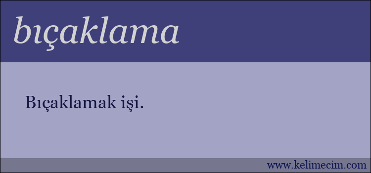 bıçaklama kelimesinin anlamı ne demek?