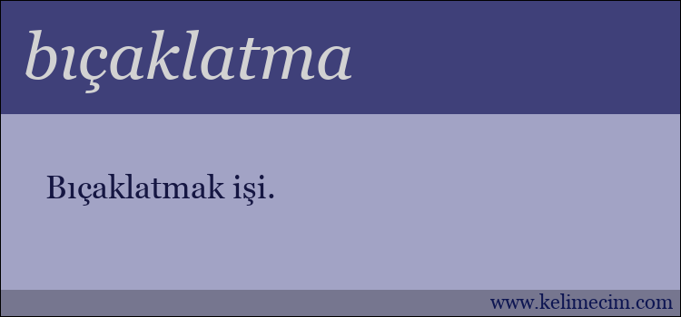 bıçaklatma kelimesinin anlamı ne demek?