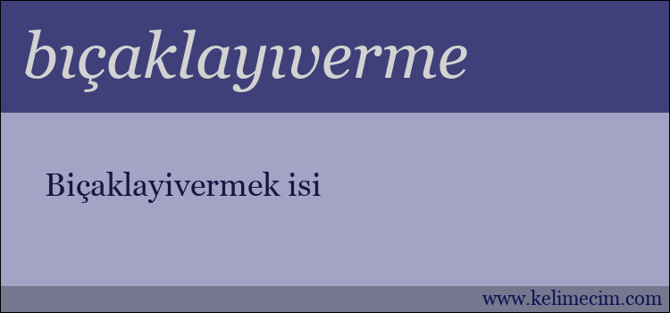 bıçaklayıverme kelimesinin anlamı ne demek?