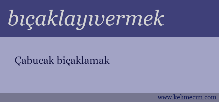 bıçaklayıvermek kelimesinin anlamı ne demek?