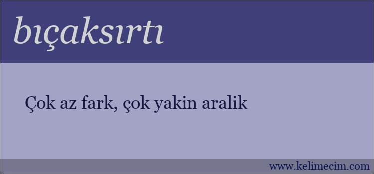 bıçaksırtı kelimesinin anlamı ne demek?