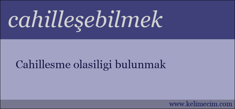 cahilleşebilmek kelimesinin anlamı ne demek?