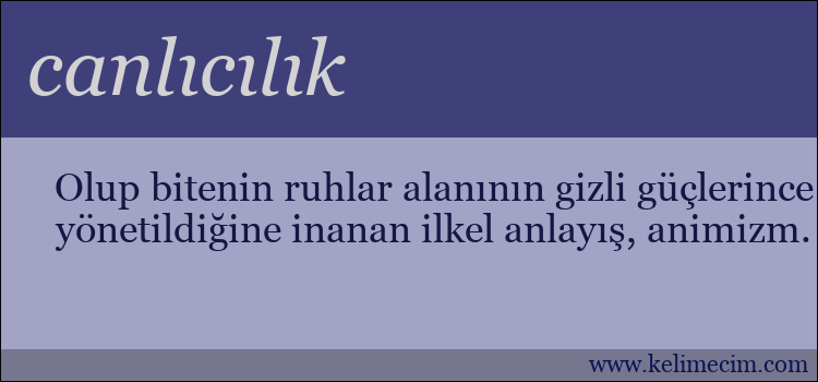 canlıcılık kelimesinin anlamı ne demek?