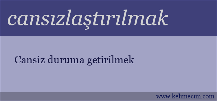 cansızlaştırılmak kelimesinin anlamı ne demek?