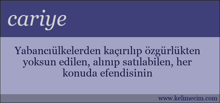 cariye kelimesinin anlamı ne demek?