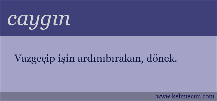 caygın kelimesinin anlamı ne demek?