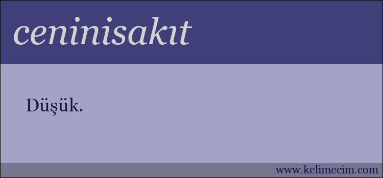 ceninisakıt kelimesinin anlamı ne demek?