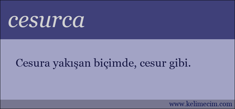 cesurca kelimesinin anlamı ne demek?