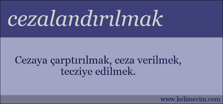 cezalandırılmak kelimesinin anlamı ne demek?