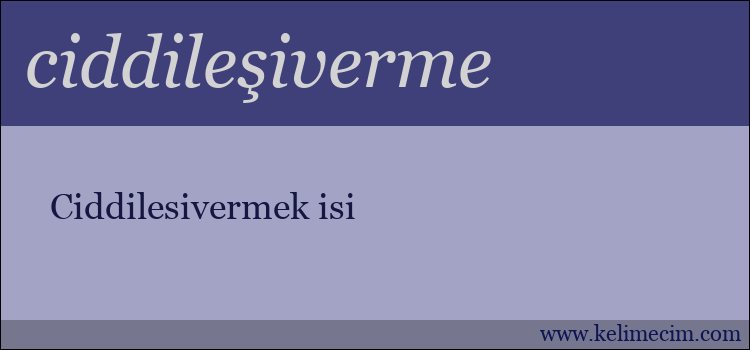 ciddileşiverme kelimesinin anlamı ne demek?