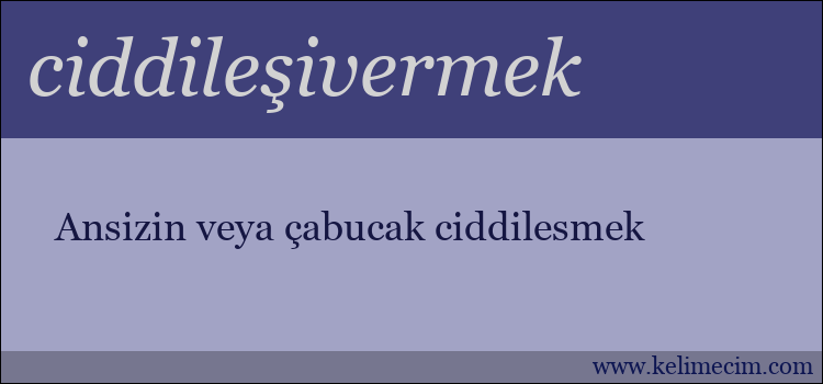 ciddileşivermek kelimesinin anlamı ne demek?