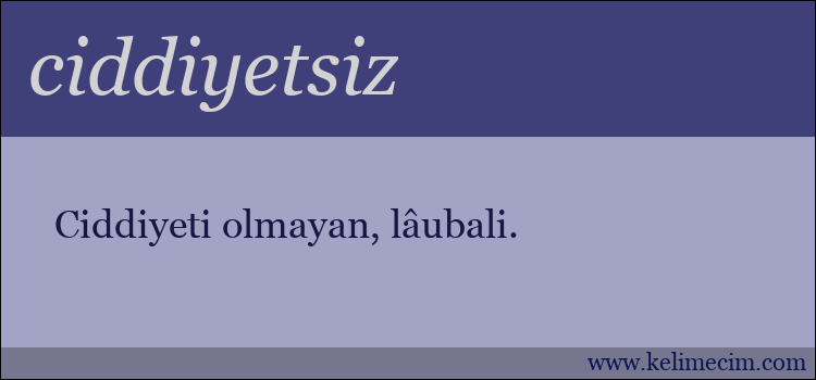 ciddiyetsiz kelimesinin anlamı ne demek?