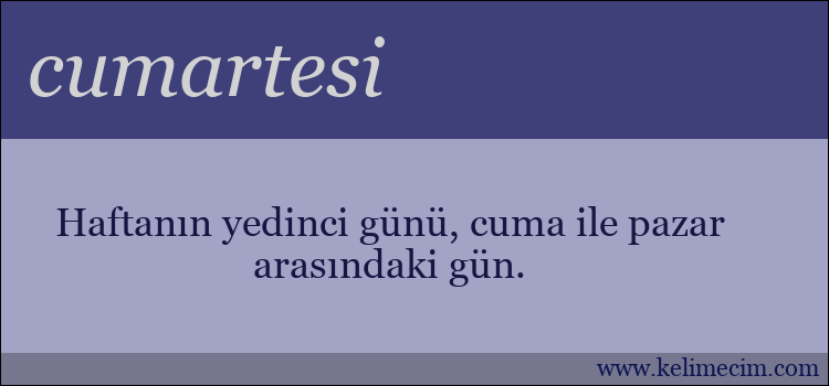 cumartesi kelimesinin anlamı ne demek?