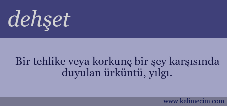 dehşet kelimesinin anlamı ne demek?