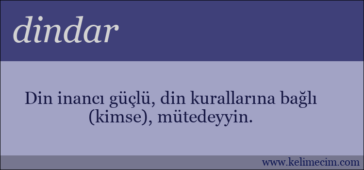 dindar kelimesinin anlamı ne demek?