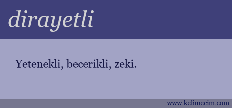 dirayetli kelimesinin anlamı ne demek?