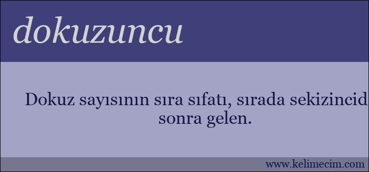 dokuzuncu kelimesinin anlamı ne demek?