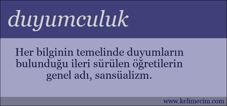 duyumculuk kelimesinin anlamı ne demek?