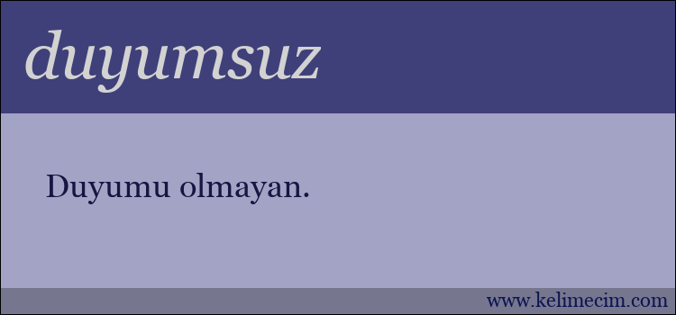 duyumsuz kelimesinin anlamı ne demek?