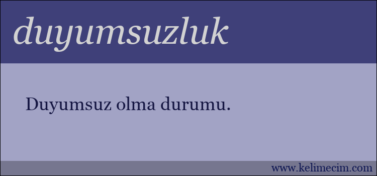 duyumsuzluk kelimesinin anlamı ne demek?