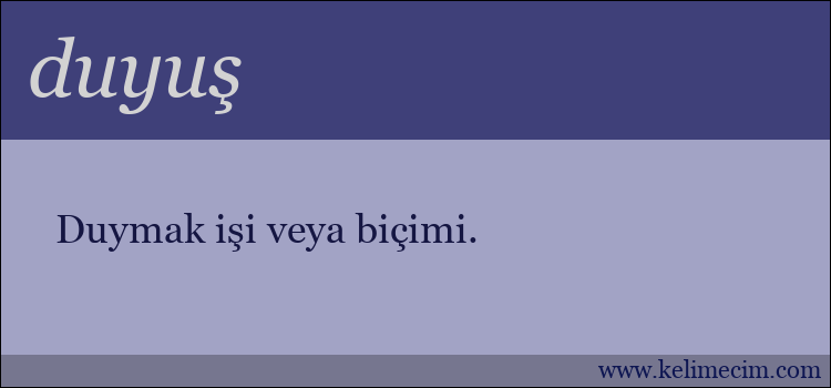 duyuş kelimesinin anlamı ne demek?