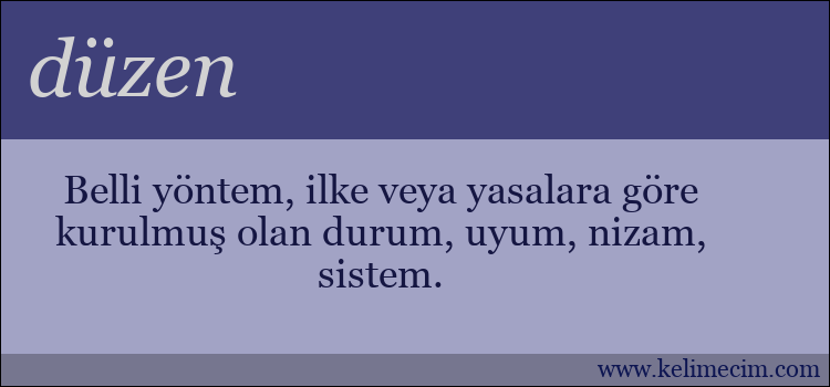 düzen kelimesinin anlamı ne demek?