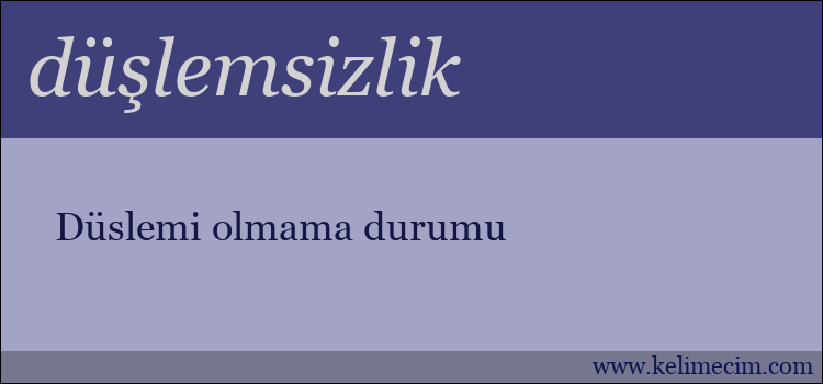 düşlemsizlik kelimesinin anlamı ne demek?