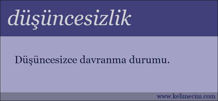 düşüncesizlik kelimesinin anlamı ne demek?