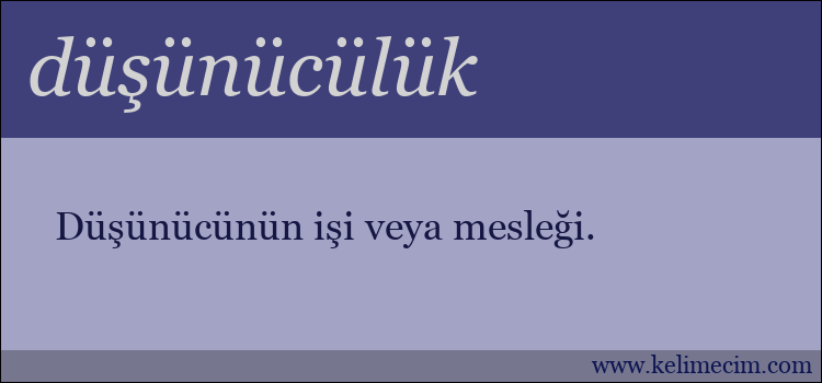 düşünücülük kelimesinin anlamı ne demek?