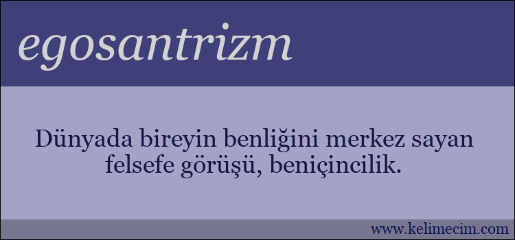 egosantrizm kelimesinin anlamı ne demek?