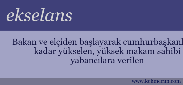 ekselans kelimesinin anlamı ne demek?