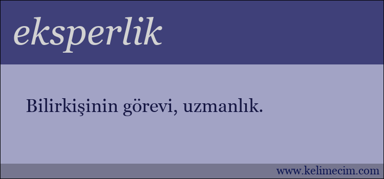 eksperlik kelimesinin anlamı ne demek?