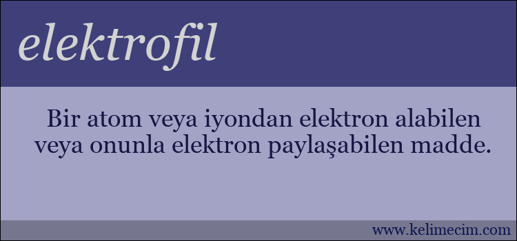 elektrofil kelimesinin anlamı ne demek?